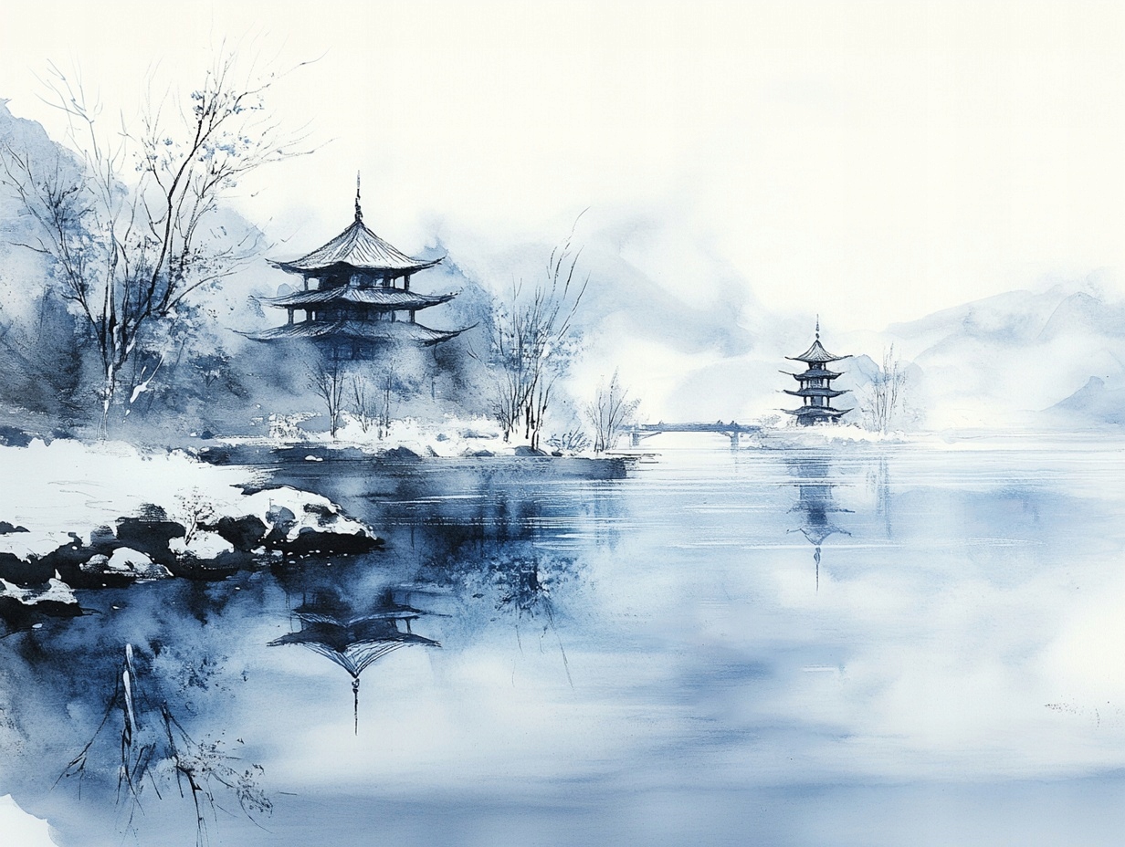Obraz Na Plátně Canvas Krajina Asie Japonsko Hory Voda Pagoda Odraz 80x60