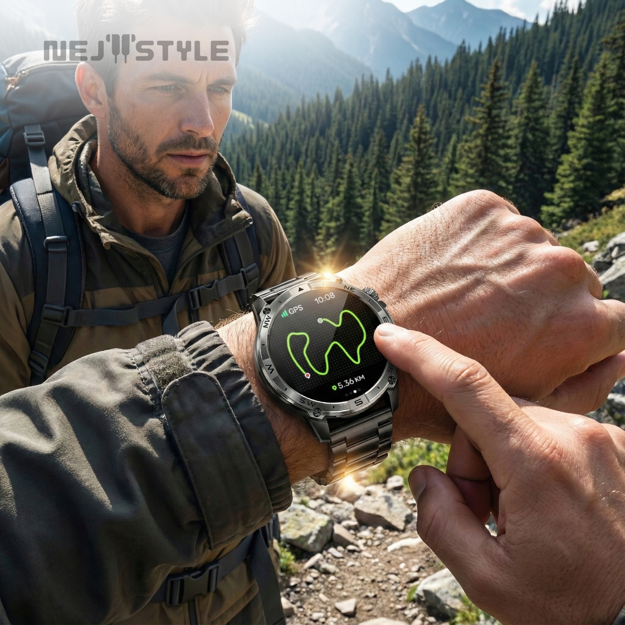 СМАРТ-ГОДИННИК ЧОЛОВІЧИЙ GPS АМОЛЕД ГОДИННИК ВОДОНЕПРОНИКНИЙ IP68 ДЗВІНКИ СПОРТ МЕНЮ EN