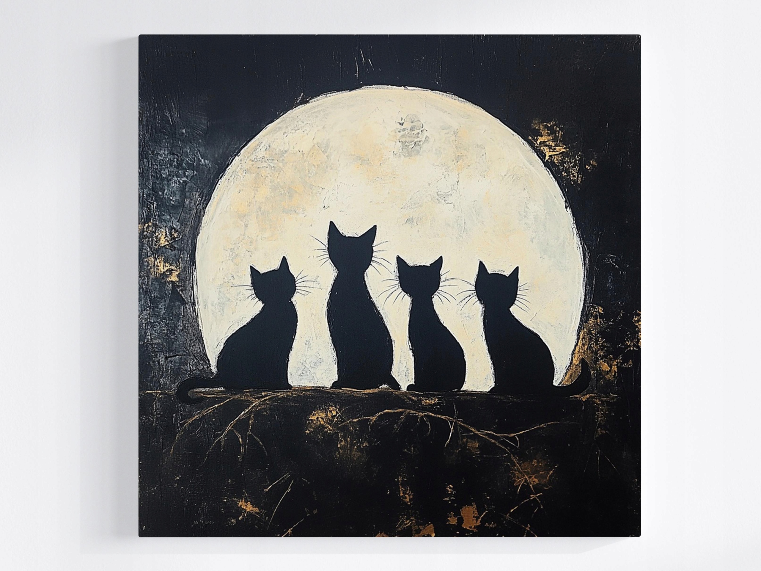 Obraz Na Plátně Canvas Grafika Noc Měsíc Černé Kočky Sabat 80x80