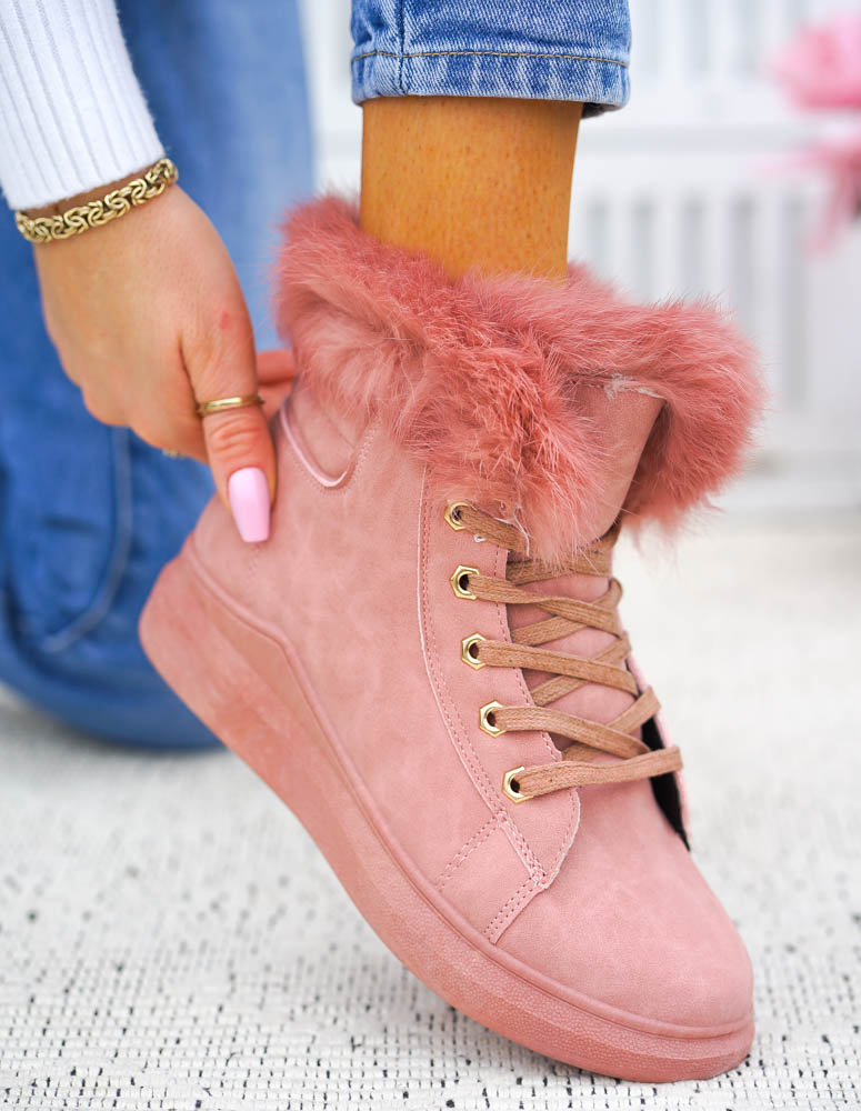 Zimowe Botki Trapery Buty Ocieplane Różowe 37 Marka bez marki