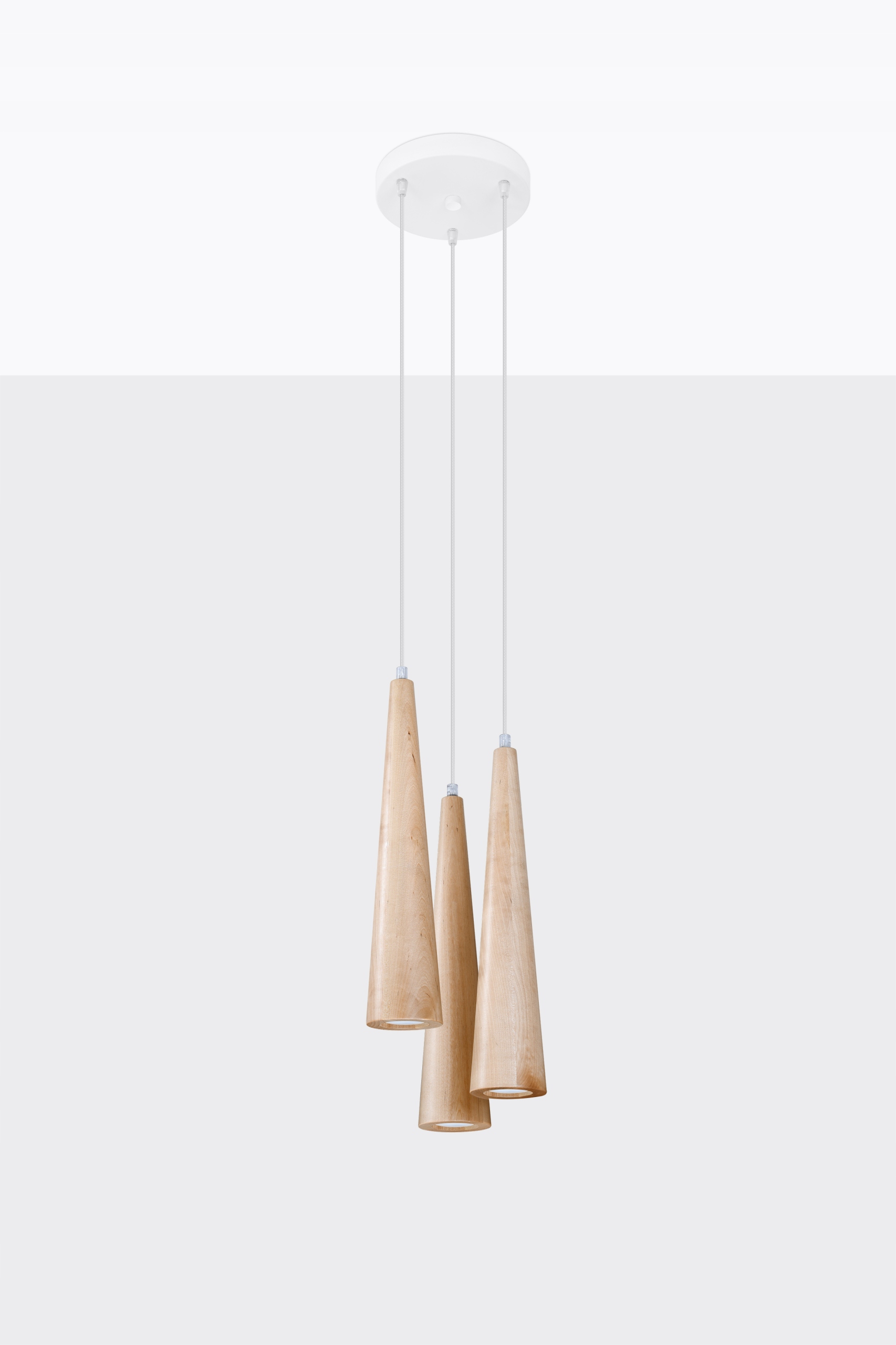 Lampa Wisząca Drewniana Sollux Lighting Sula Stożek Tuba 3xGU10 120 cm