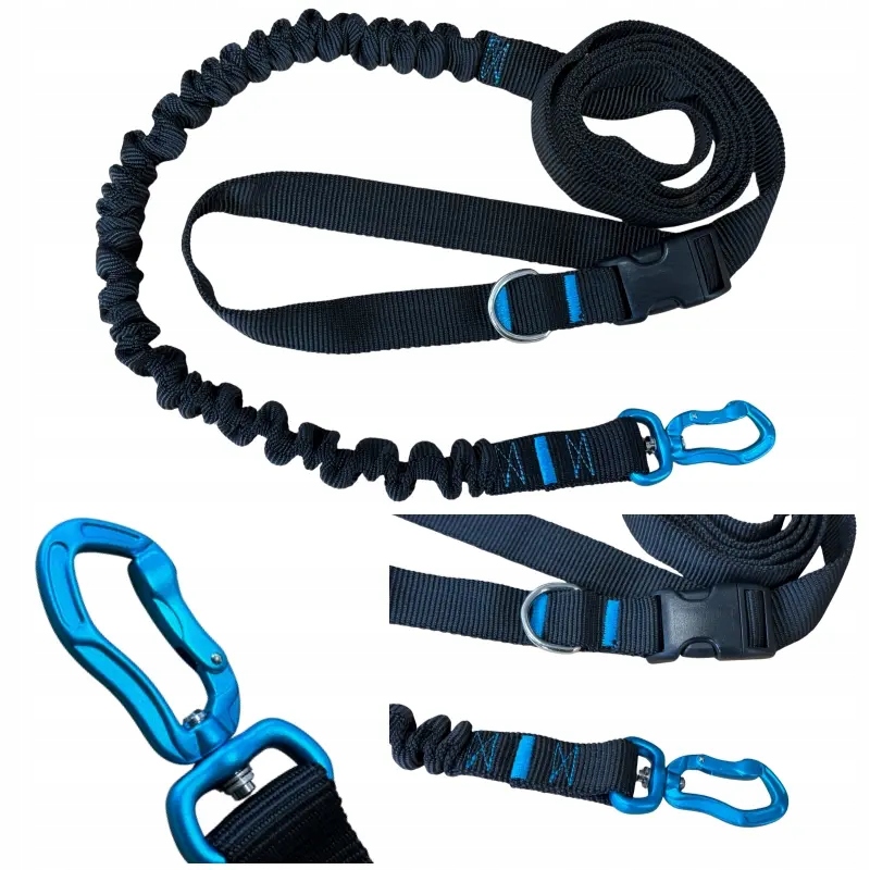 Levně Vodítko s tlumičem 280 cm Černá, nastavitelná, sportovní, 400 kg