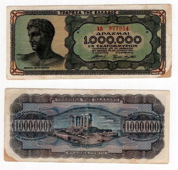 GRECJA 1944 1000000 DRACHMAI