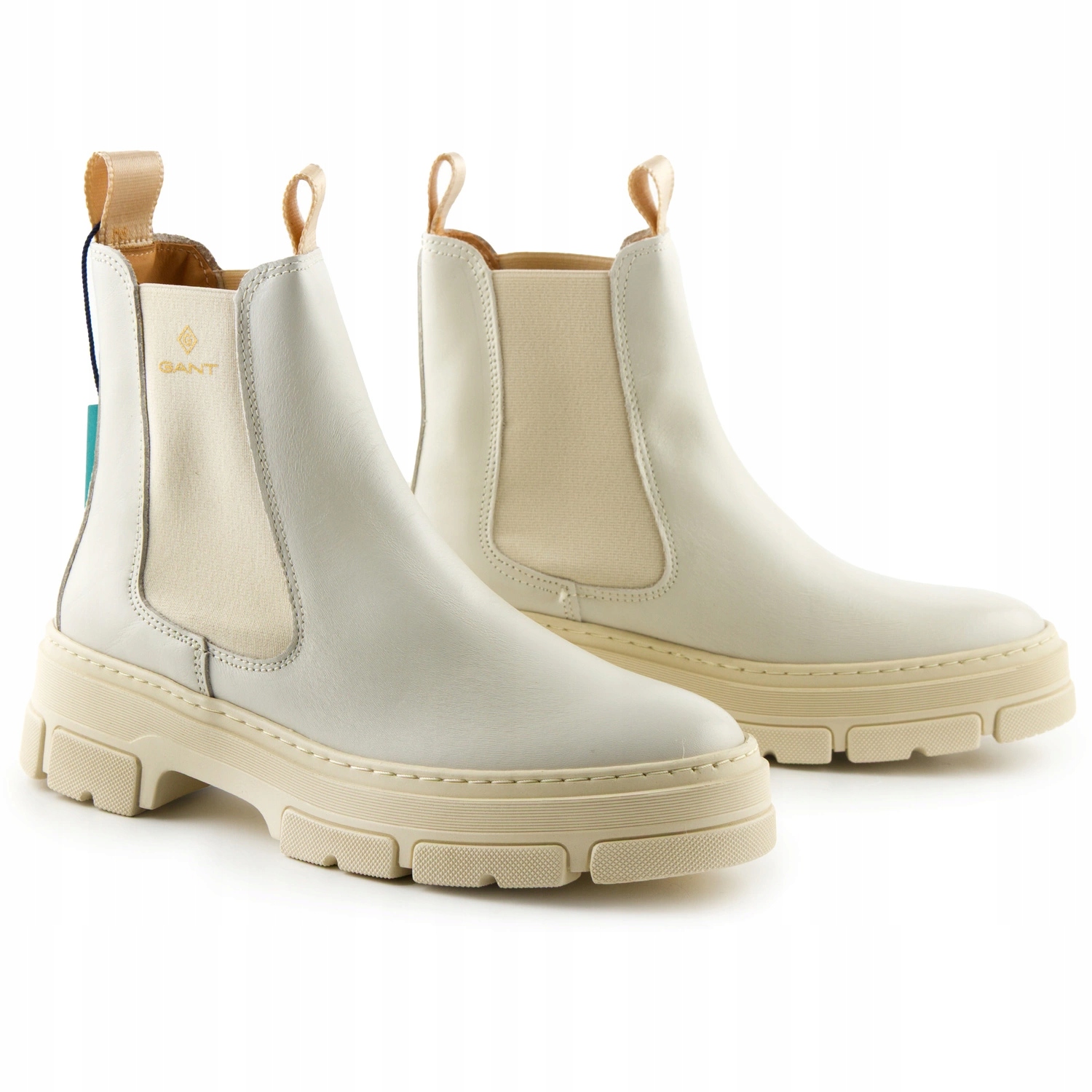 Dámské kožené boty z přírodní kůže Gant, pohodlné, ecru, velikost vel.