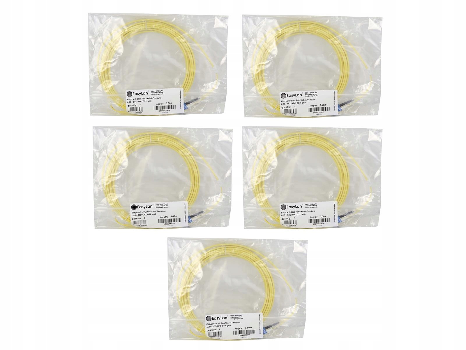 5x Kabel EasyLan Premium Lcd-scd Apc, OS2 5m LSD92180050 Nový