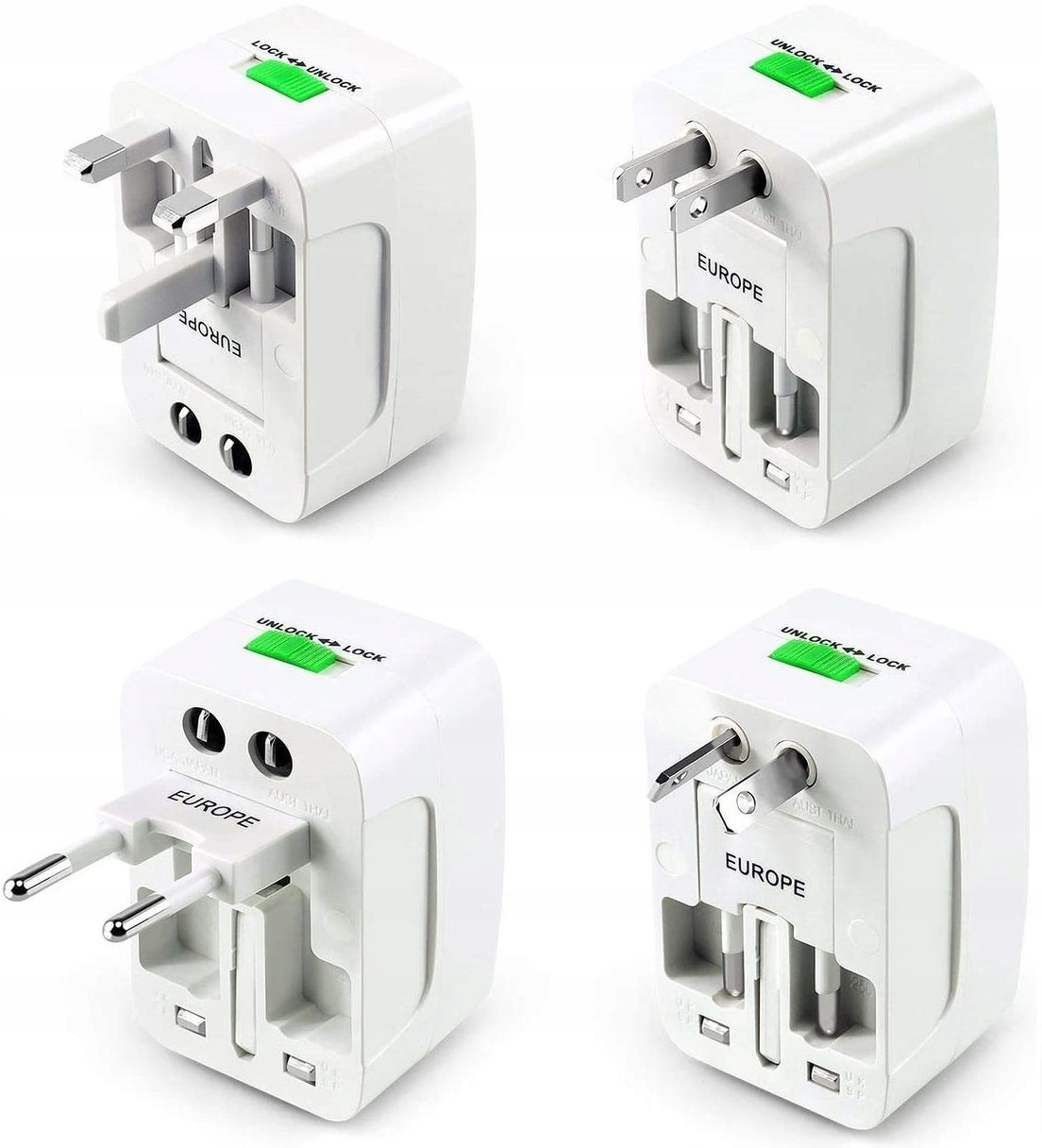 3x PRZEJŚCIÓWKA SIECIOWA ADAPTER GNIAZDKA UK EU Model ALL-IN-ONE