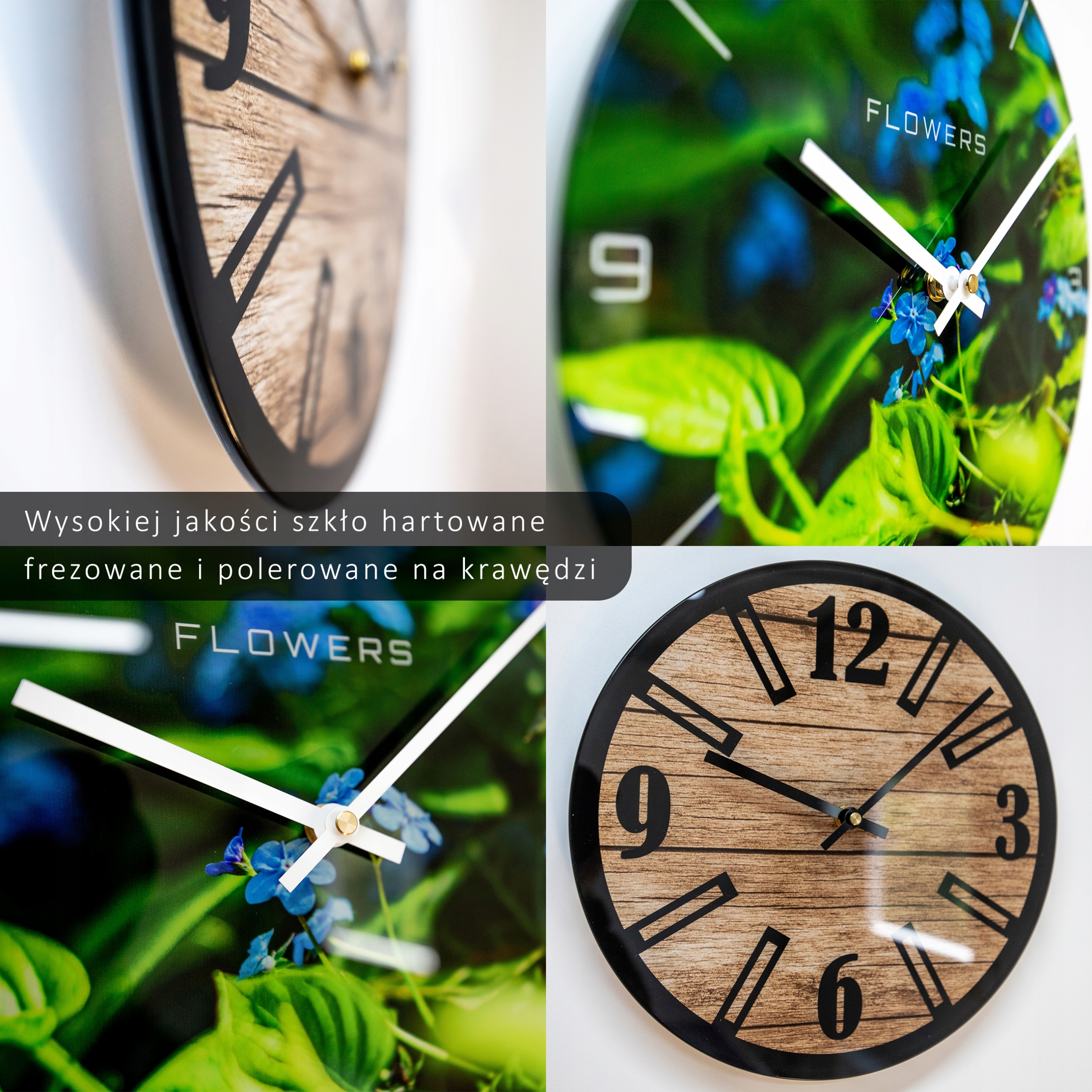 NOWY DUŻY ZEGAR ścienny 50CM SZKLANY nowoczesny Zasilanie baterie