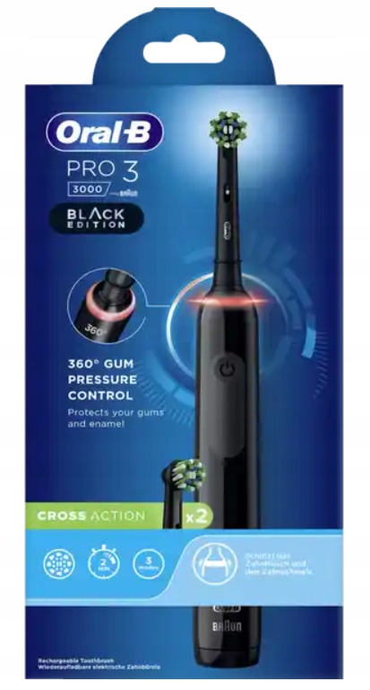 ORAL-B PRO 3 3000 SZCZOTECZKA ELEKTRYCZNA 3 TRYBY KONTROLA NACISKU CZARNA — miniatura 11
