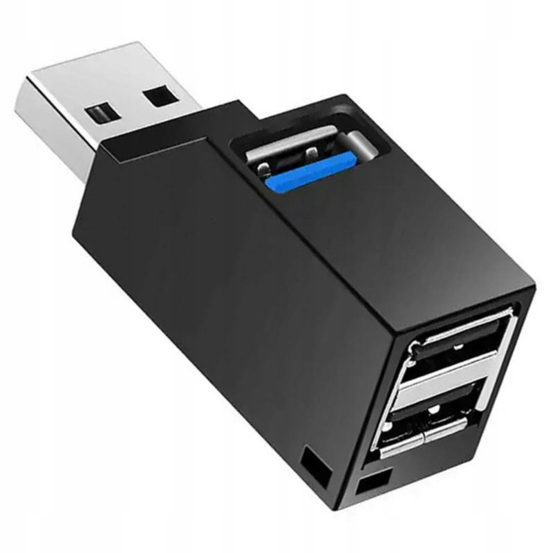Hub rozdzielacz adapter 3 x Usb A 3.0 aktywny czarny Rozgałęźnik Mały