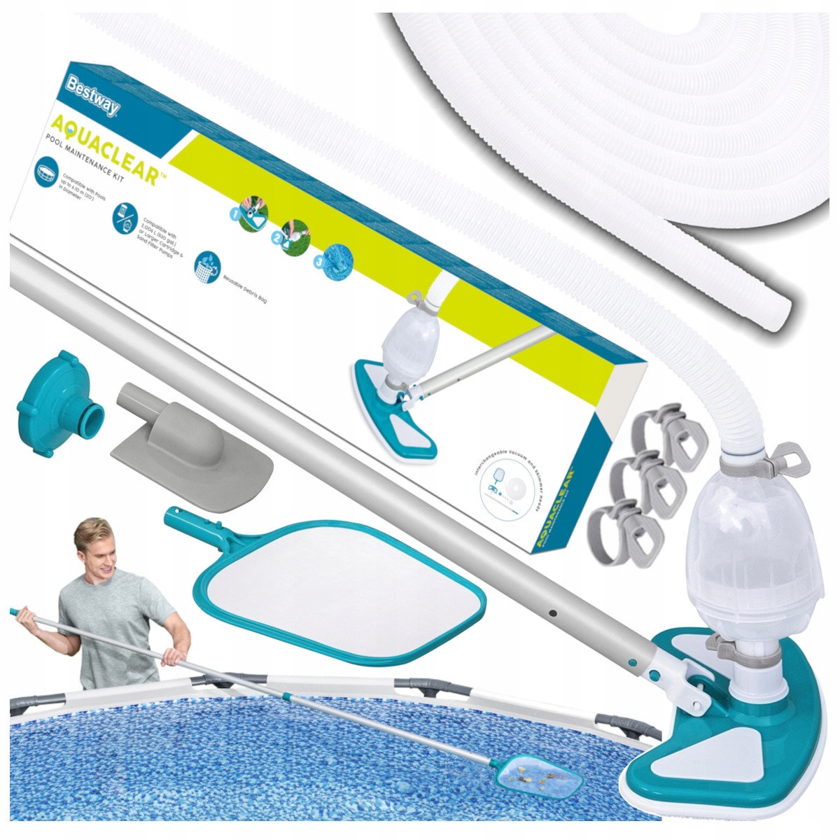 Odkurzacz Do Czyszczenia Basenu Zestaw Czyszczący Basenowy Bestway 58234