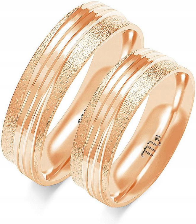 Růžové zlato jemný snubní prsten 14kt 585 r 8 9 10 dámský pro muže na svatbu