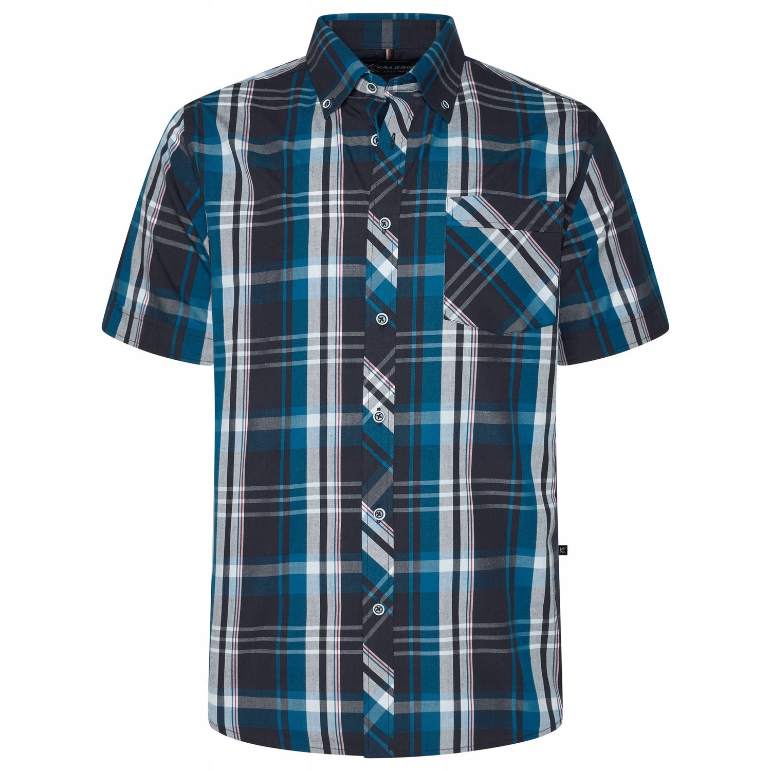 Kam košile pánská Ss Casual Check Shirt 7XL tmavě modrá