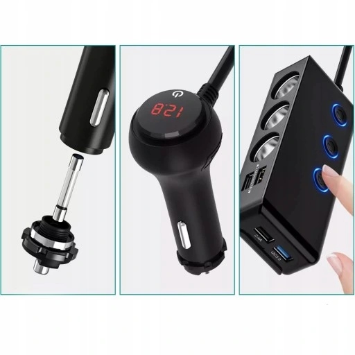 ROZDZIELACZ ZAPALNICZKI WOLTOMIERZ ŁADOWARKA USB 12V-24V QC 3.0 EAN (GTIN) 5903726624794