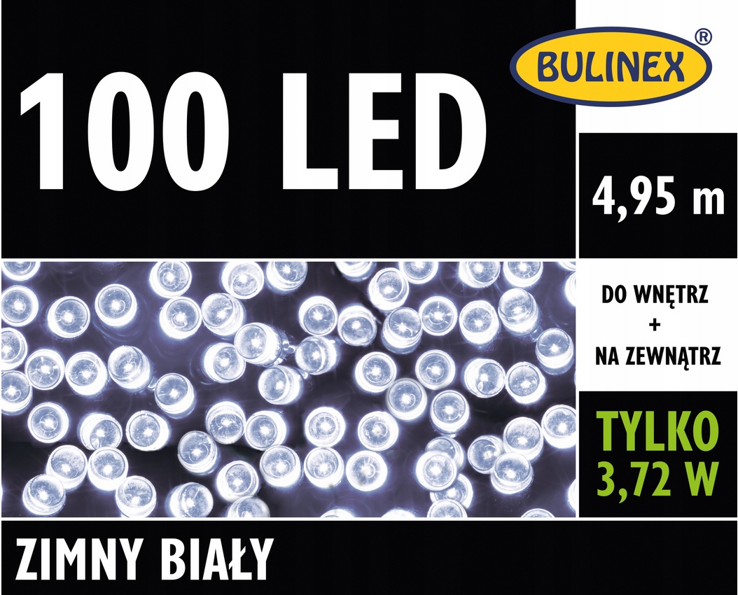 

Lampki Bulinex 100LED W/z Białe Zimne 4,95 Mb 6W