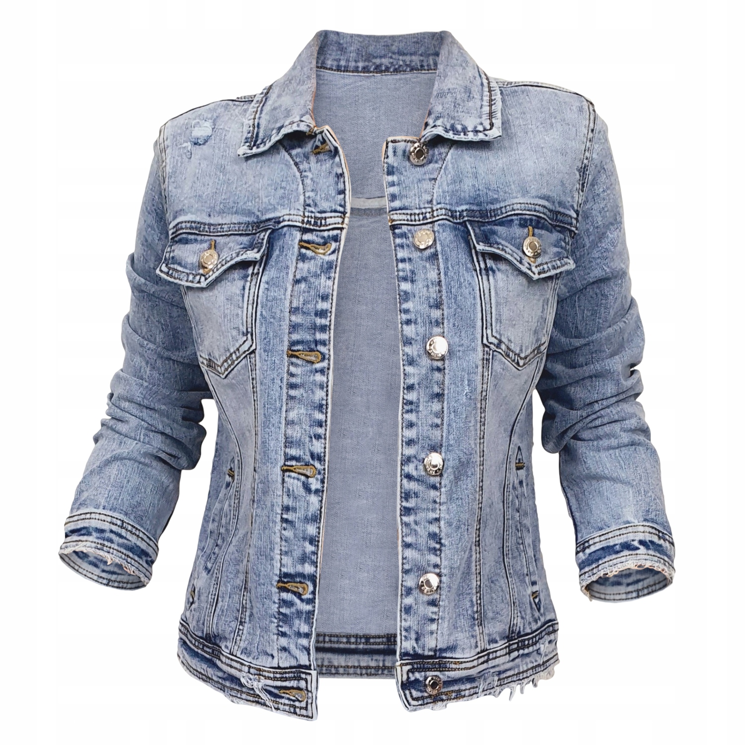 Dámská Katana Džínová Bunda Plus velikost Blue 7