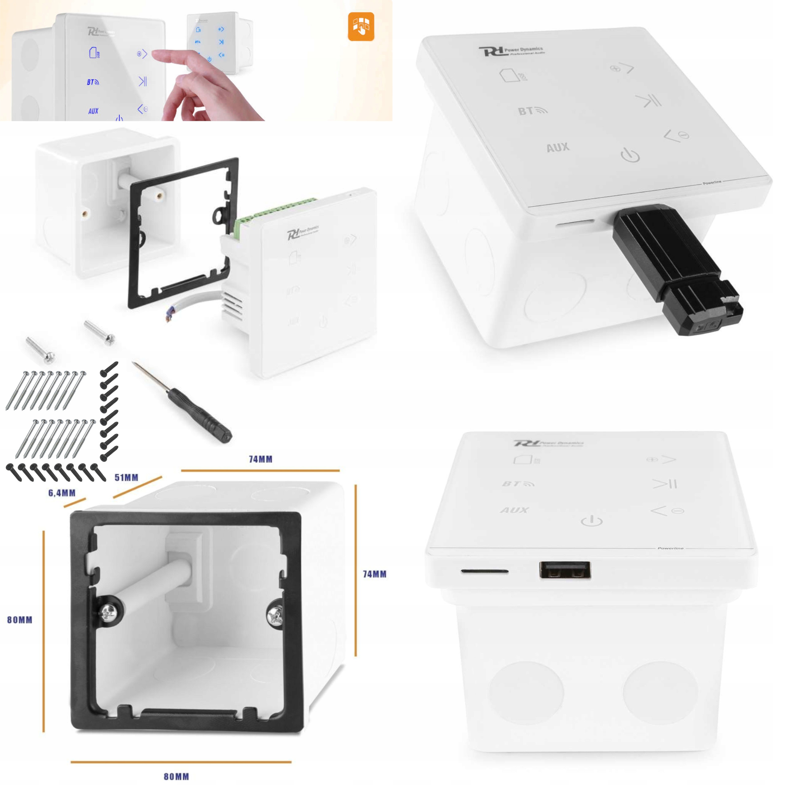 JBL nagłośnienie sufitowe 4 GŁOŚNIKI + WZMACNIACZ ŚCIENNY BLUETOOTH + PILOT Szerokość produktu 23 cm