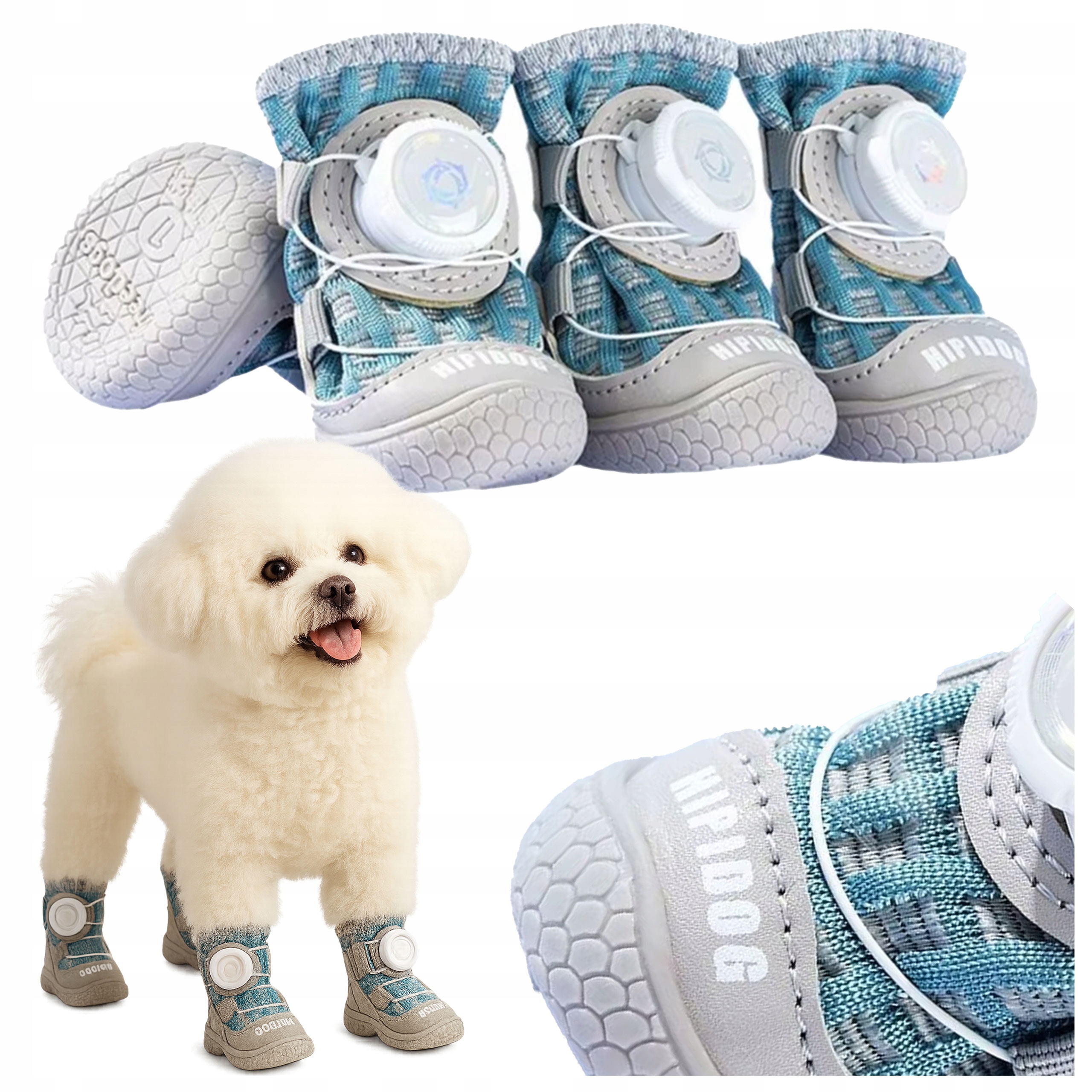 Levně 4x Trekkingové ochranné boty pro psy na procházku, protiskluzové, nastavitelné