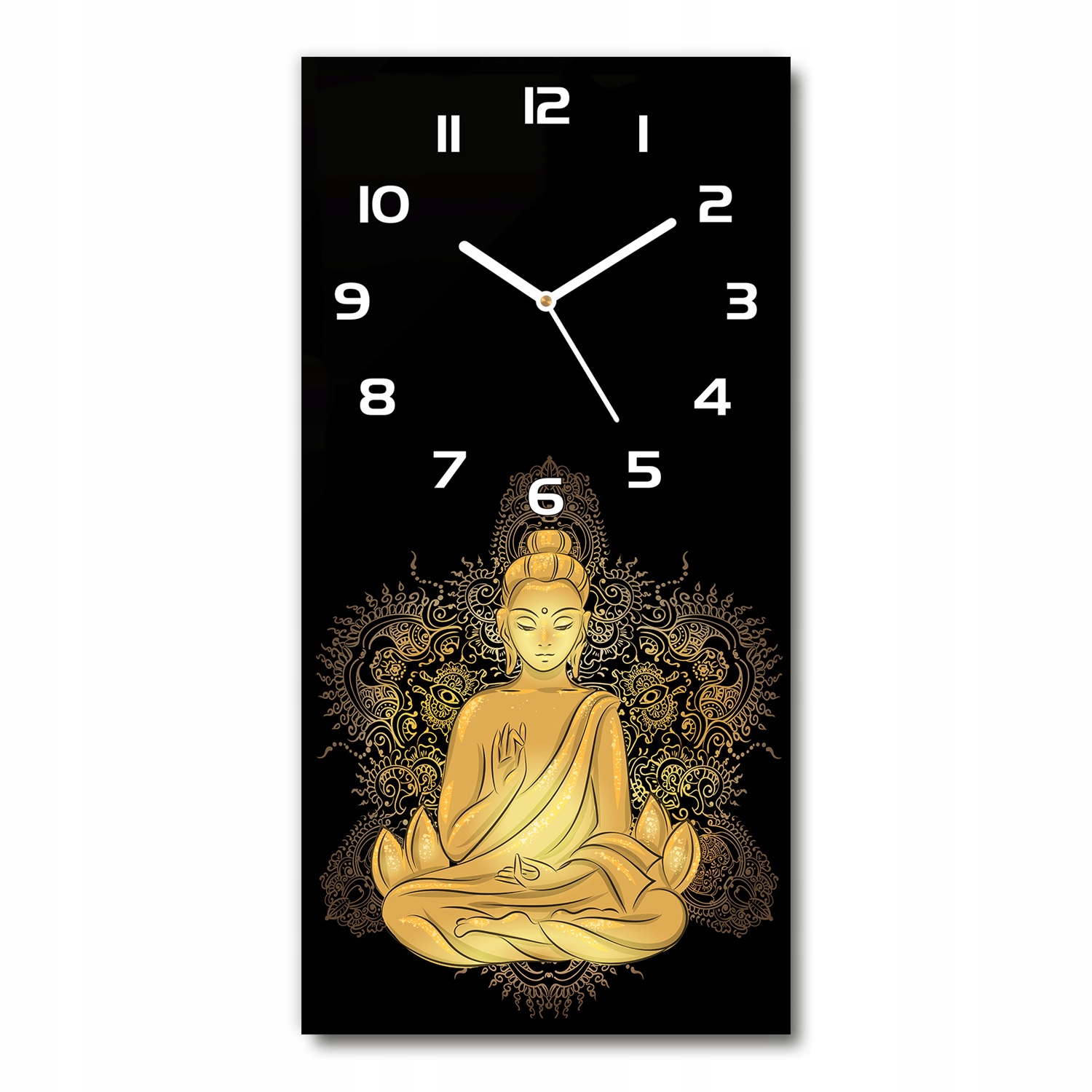 

Zegar ścienny cichy Budda i mandala 30x60 pionowy