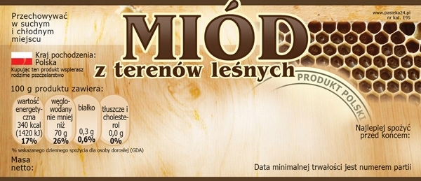 

Paczka etykiet na miód z terenów leśnych 116x50
