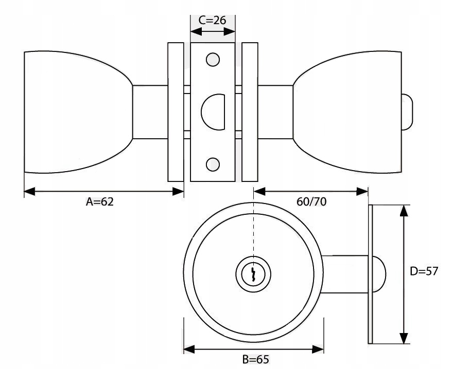 GAŁKA OBROTOWA DRZWIOWA Z ZAMKIEM CHROM KPL GAŁEK Marka Adgo