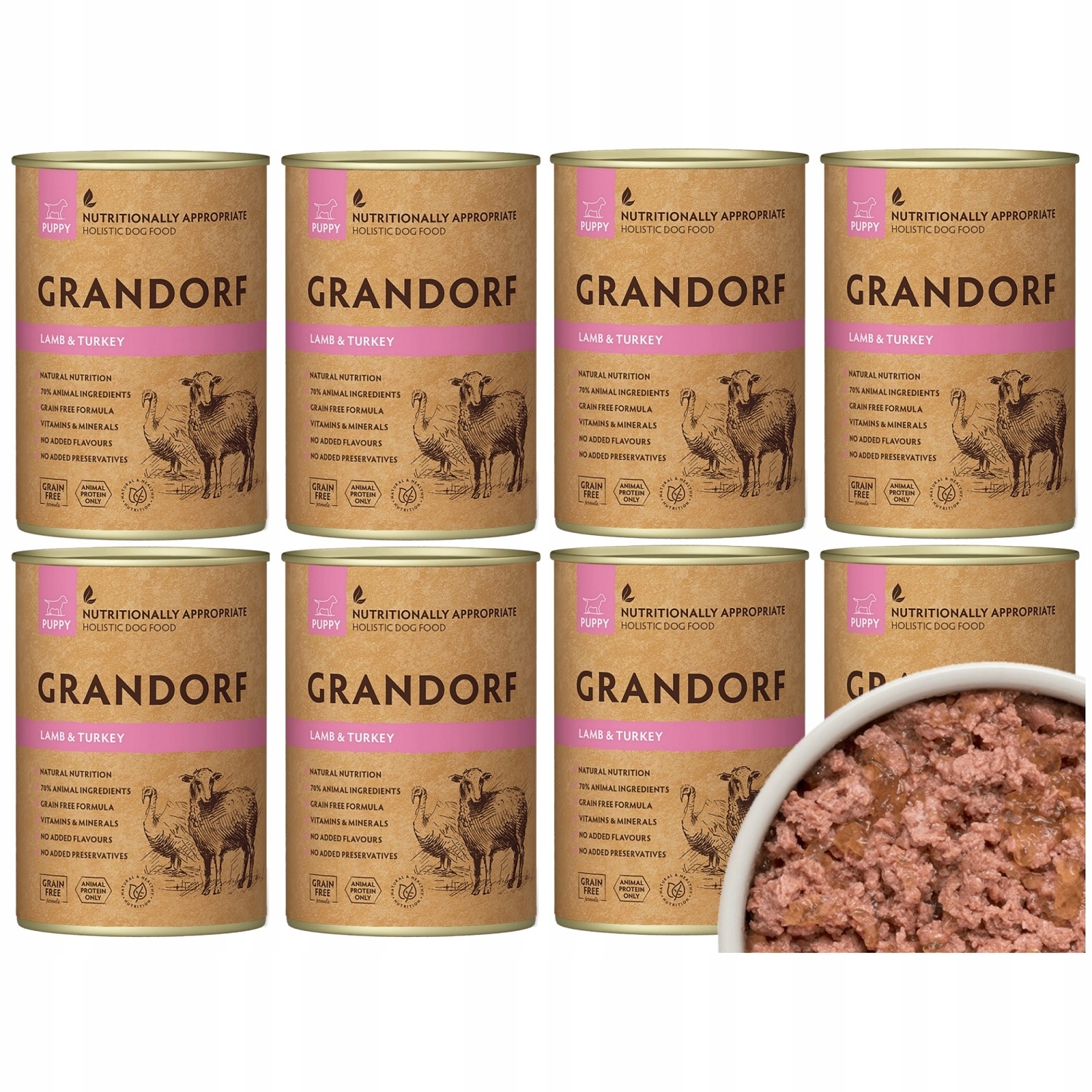 Grandorf Lamb Turkey Puppy Jagnięcina Indyk Karma Dla Szczeniąt 8x400g