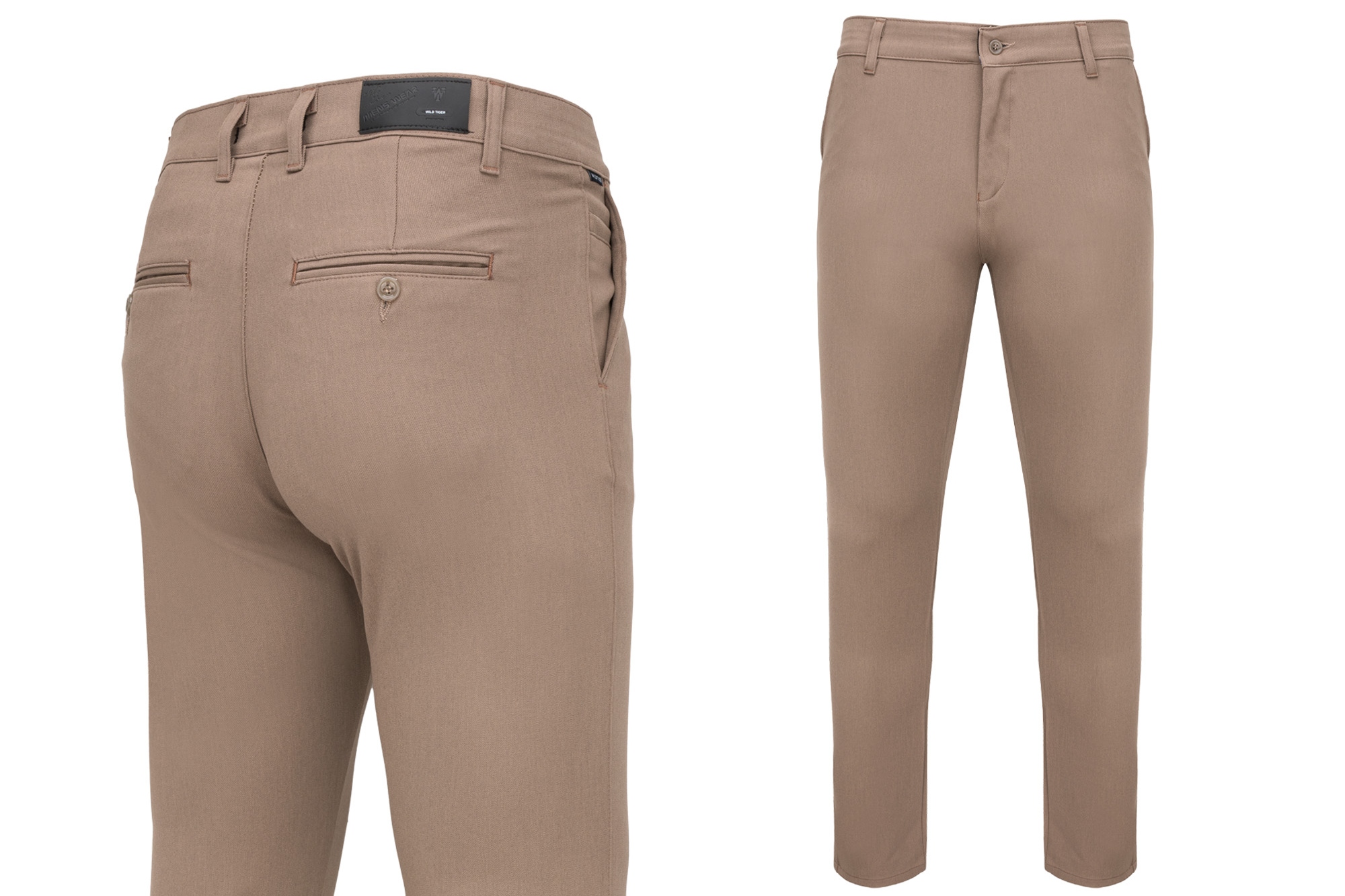 Pánské Kalhoty Béžové Chinosy Klasické Hladké 65% Bavlna Elastan: 36