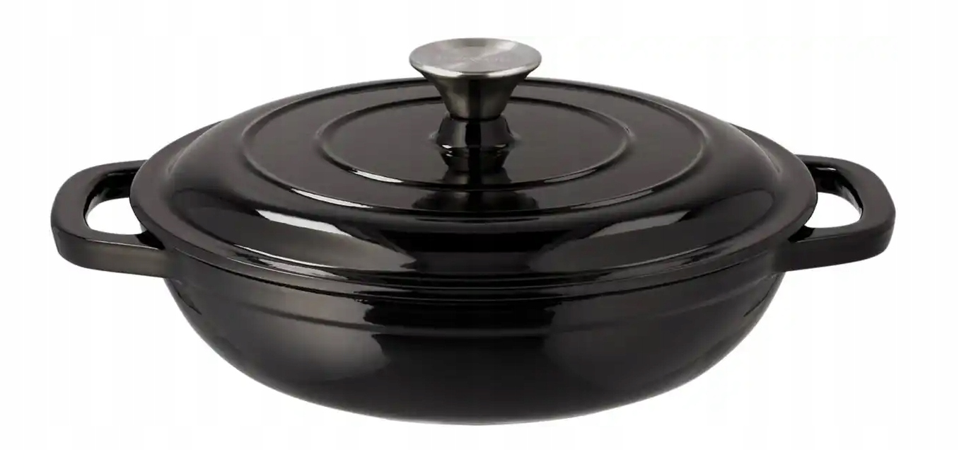 Liatinová Panvica Premium Čierna Pokrievka Ø 30CM varenie kuchyňa dom