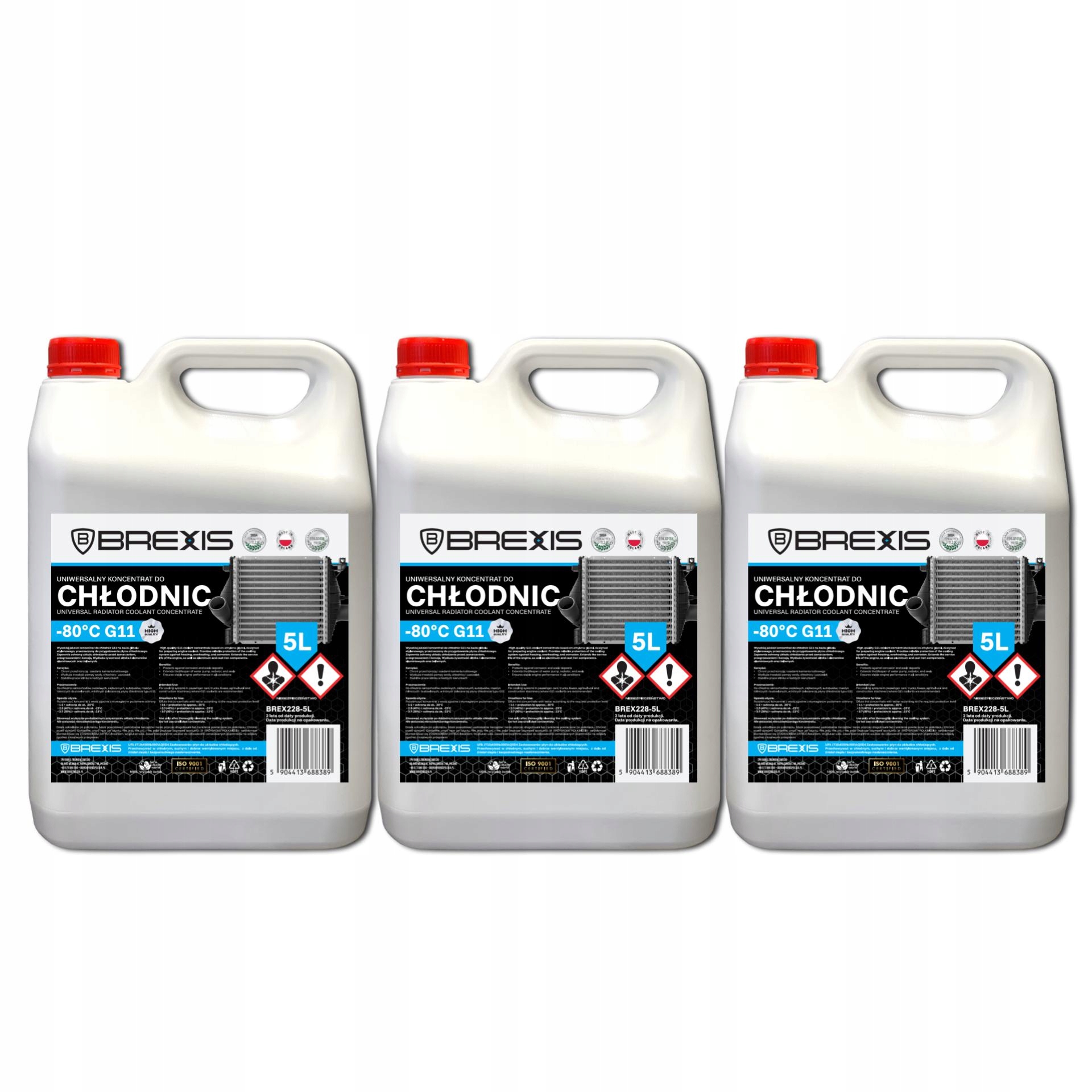 Brexis Koncentrát kapaliny pro chladiče G11 -80°C 15L Sada 3ks x 5L