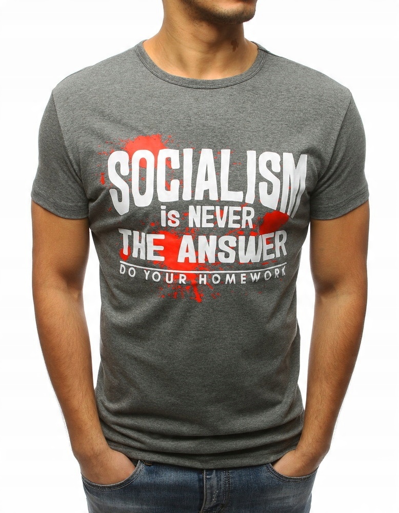 

T-shirt Męski Z Nadrukiem Antracytowy rx3171 - XXL