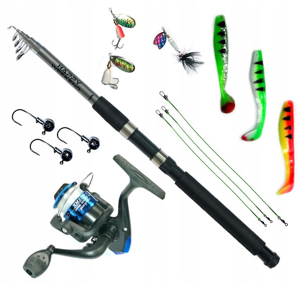 Rybářská sada Spinning Rybářský prut Jaxon 2,4 Hw M naviják s navinutou strunou