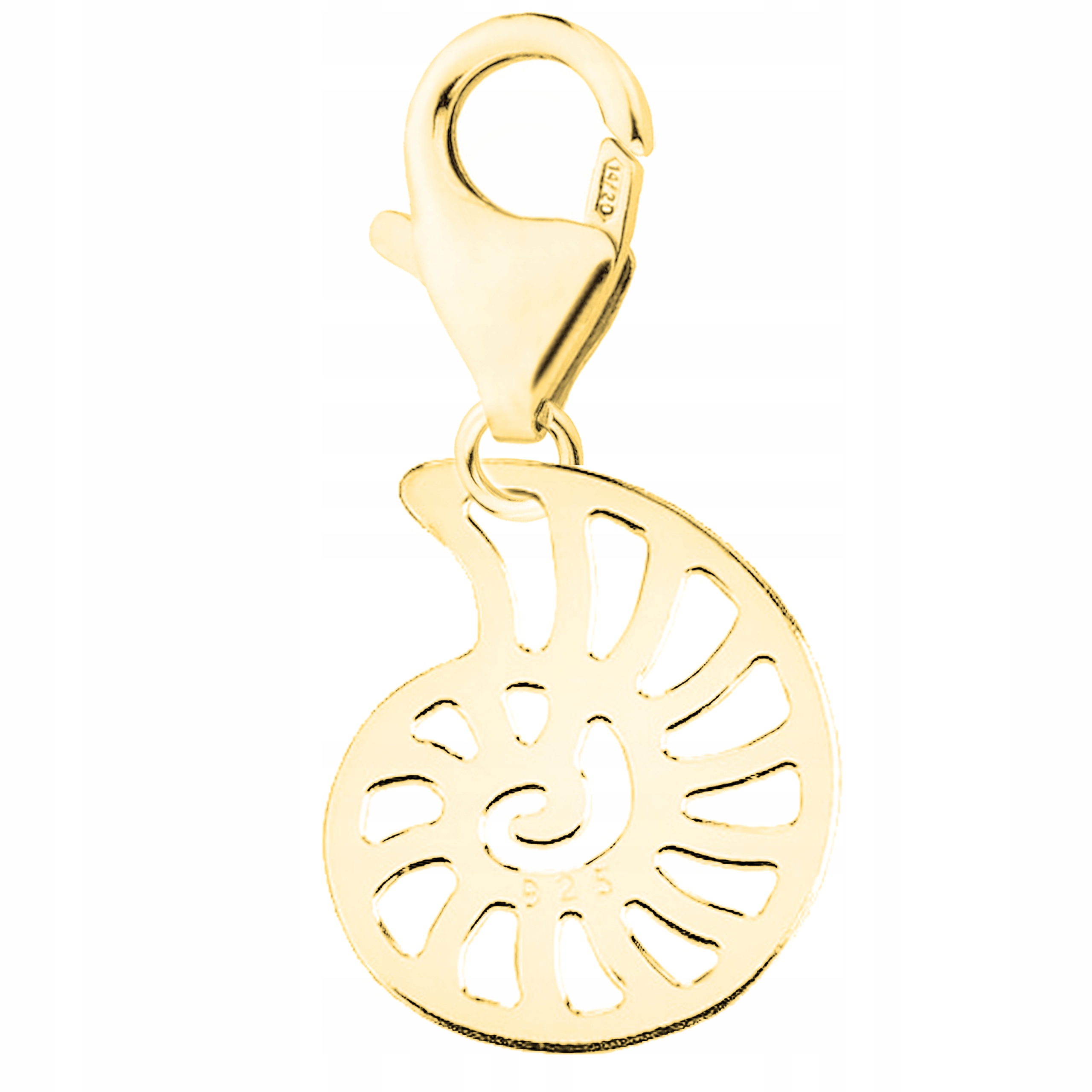 Zlatý přívěsek s mušličkou Pláž Plech mušle Skorupa Stříbro 925