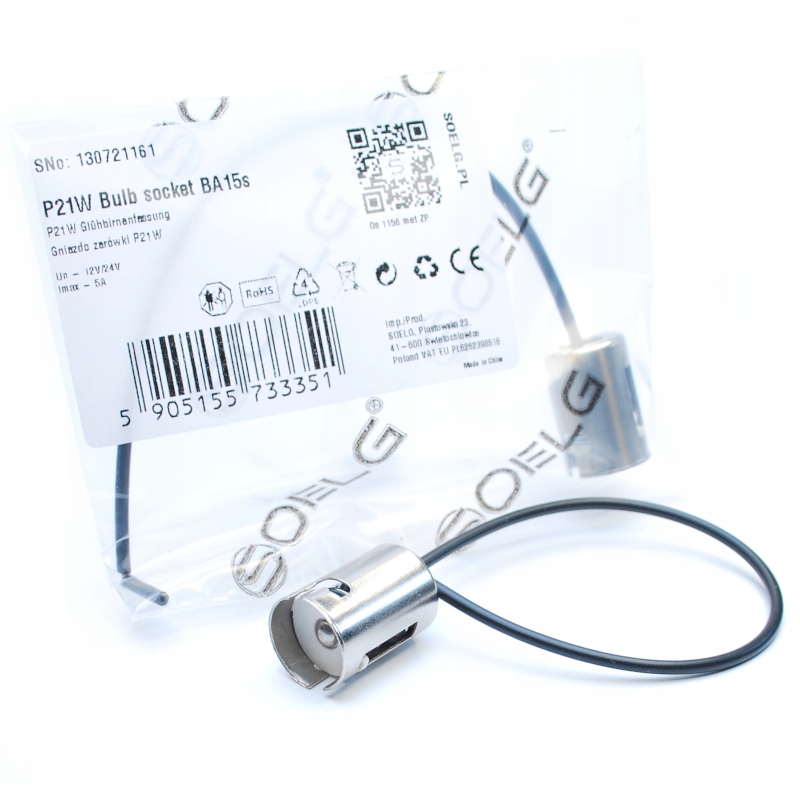 Gniazdo żarówki P21W R5W R10W 1156 BA15s metal oprawka wtyk