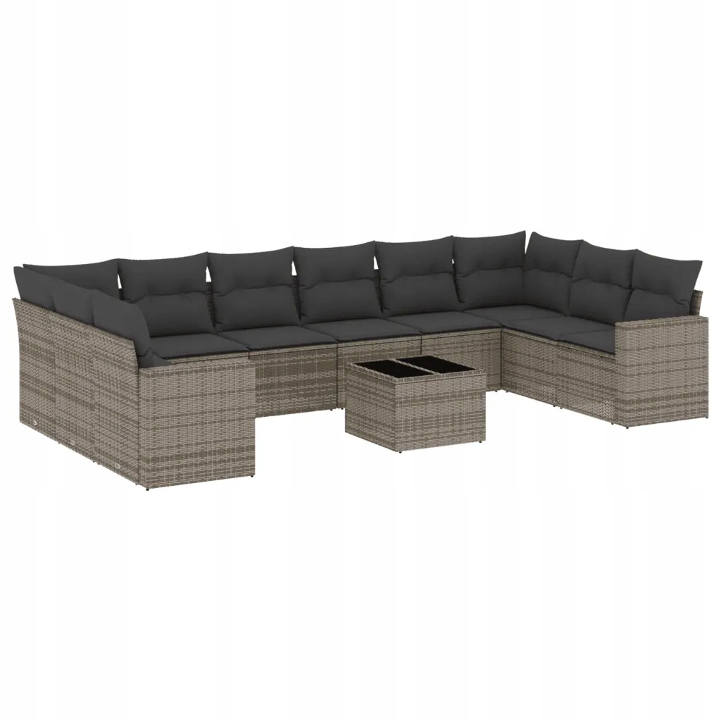 Set zahradního nábytku technorattan vidaXL šedý 11 el.