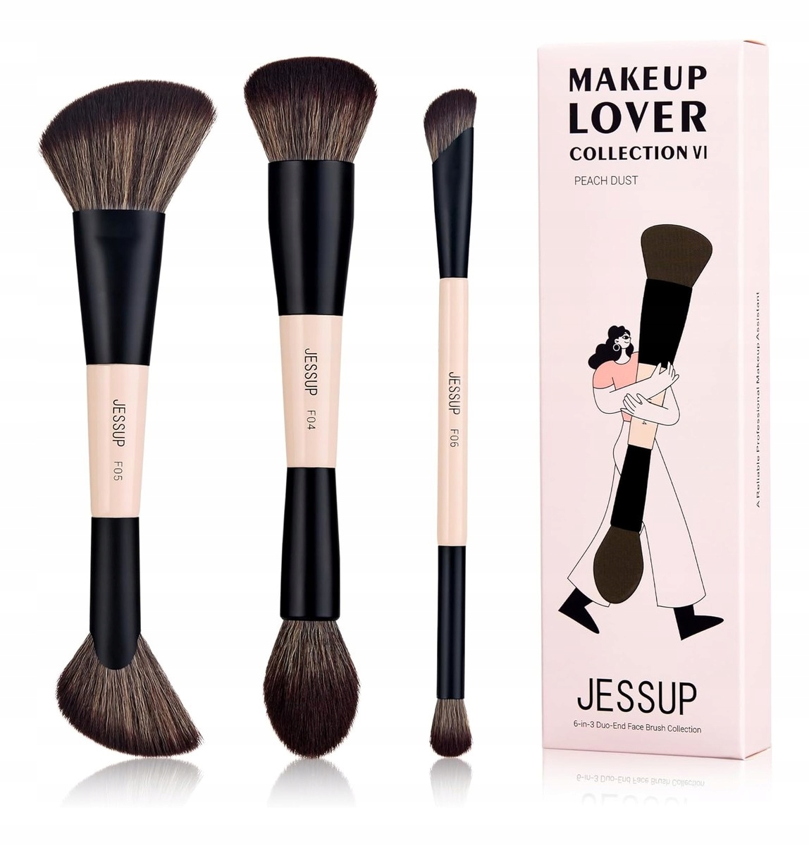 Jessup Sada 3 oboustranných štětců na make-up