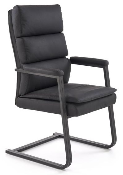 Fotel biurowy Adriano Skid czarny eco skóra Płozy konferencyjny