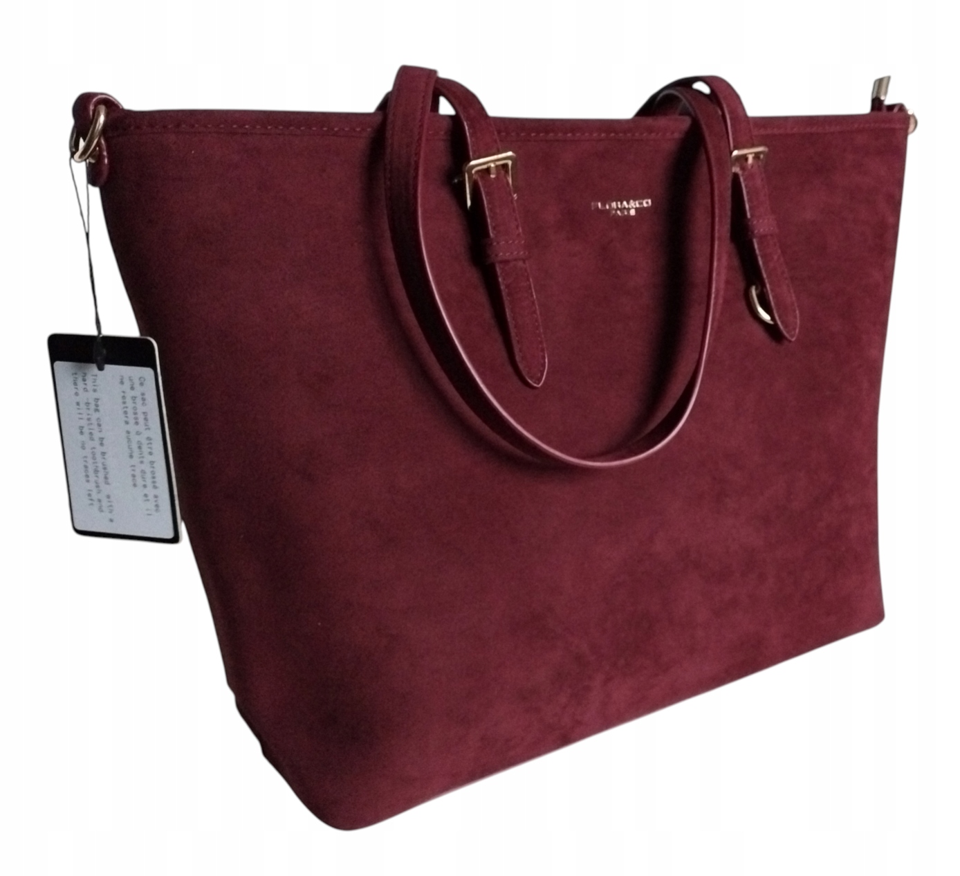 Dámská nákupní taška Flora&Co Eko Semiš Červená Bordová 38x30 cm