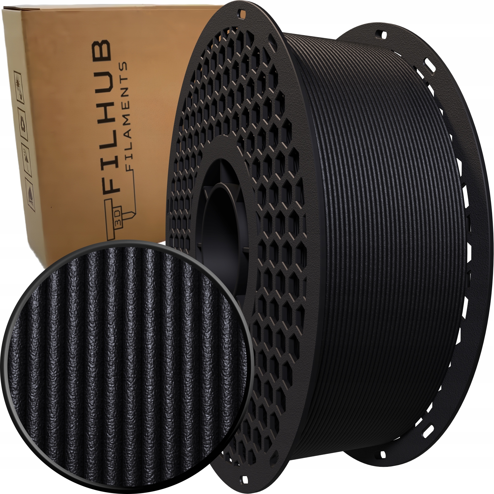 Filament Petg Cf FilHub Carbon Fiber włókno węglowe 1.75mm czarny 1kg