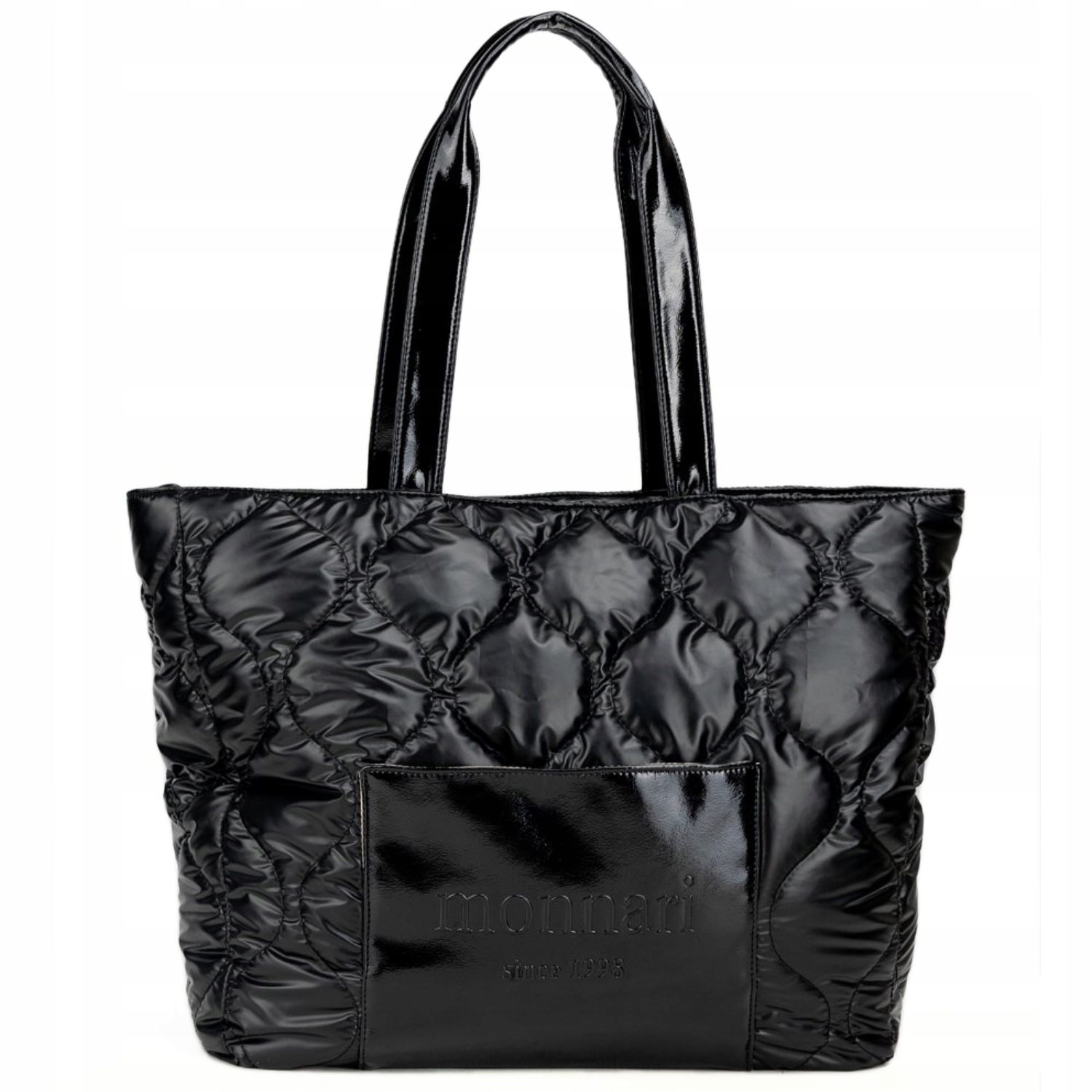 Monnari Dámská nákupní taška přes rameno do ruky Eko kůže prošívaná černá A4