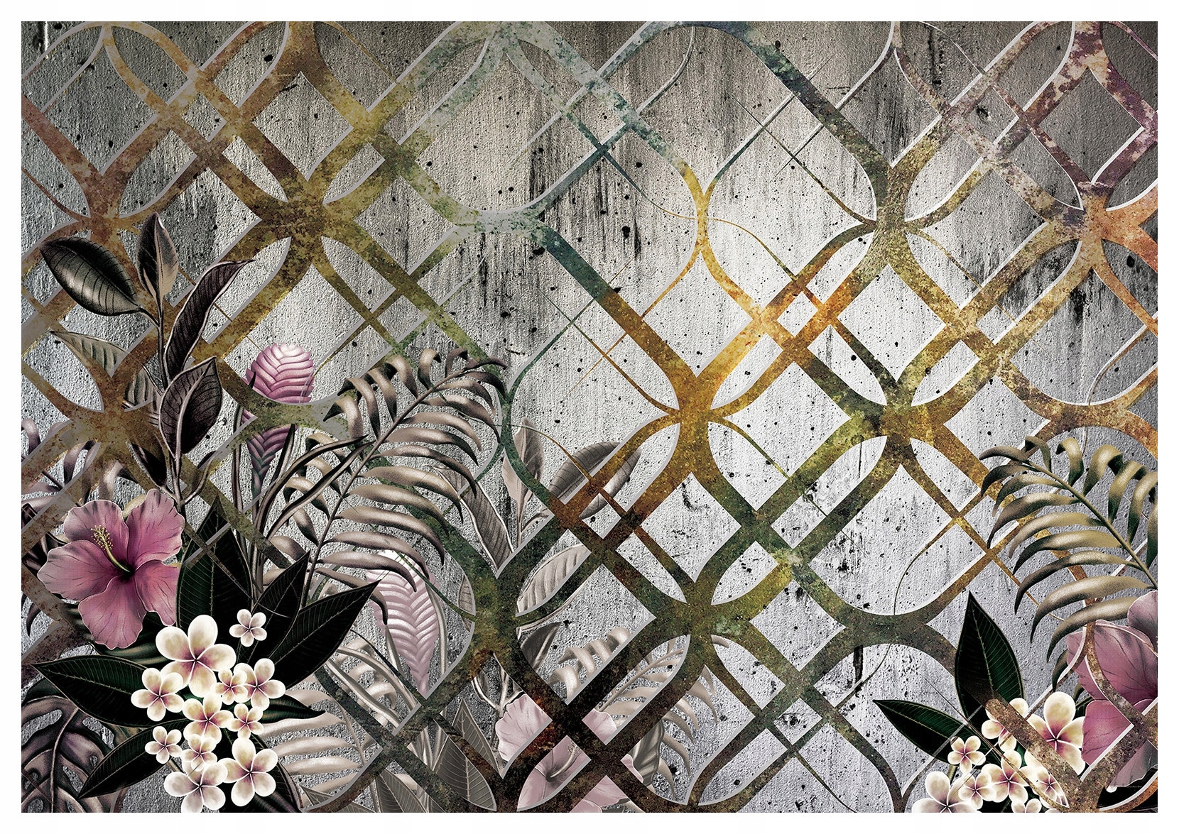 Fototapeta Tropický vzor Hibiskus Plumeria Geometria 460x300 vinyl lepidlo