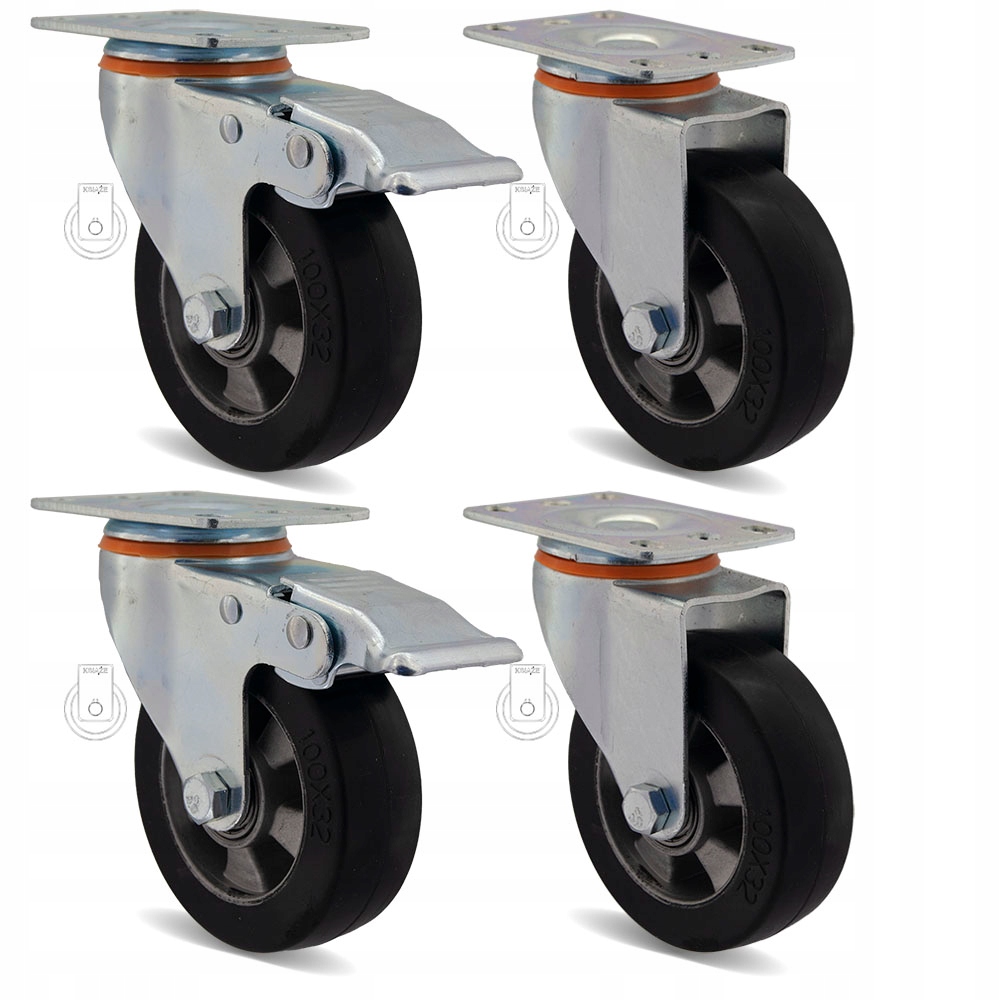 12HALGE100K2 Kolečko fi 100 vozík regál komplet 4ks