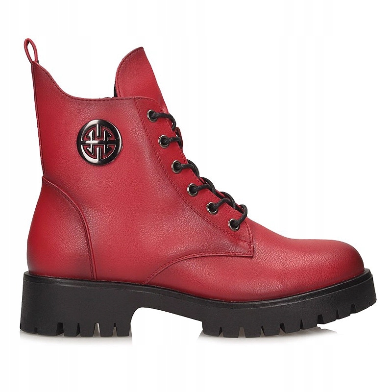 Módní červené dámské kotníkové boty Chelsea Potocki 25-12672RD