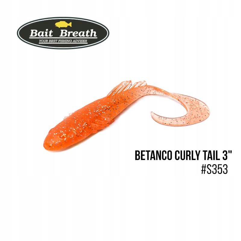 Przynęta miękka Bait Breath BeTanCo Curly Tail 3" S353 Kh Clear Orange 6szt