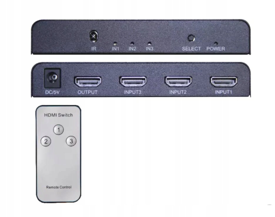 Switch HDMI 3in1 Rozgałęźnik 3x1 przejściówka Trójnik + Pilot Kod producenta 3F5-03-954