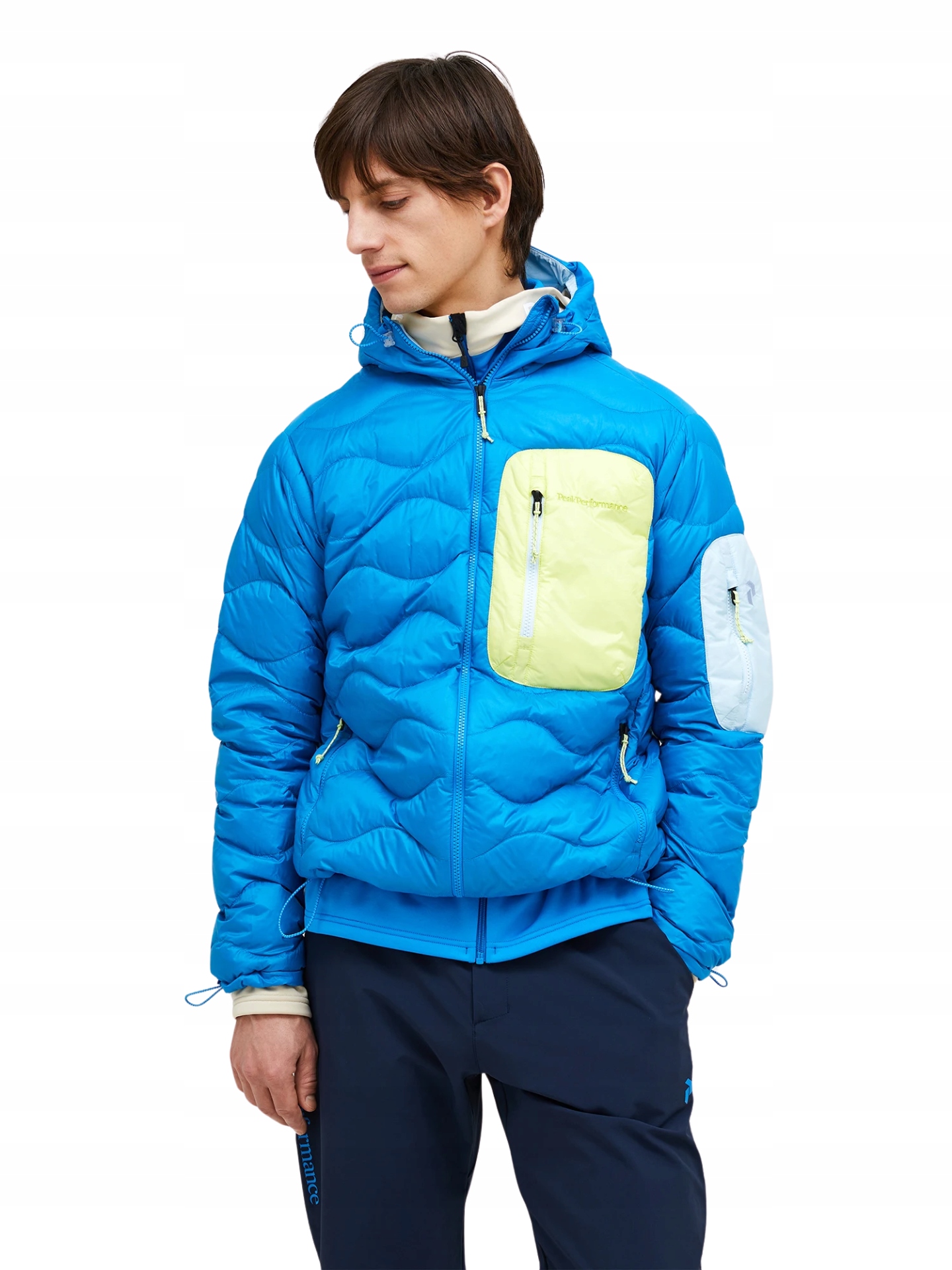 Pánská péřová bunda Peak Performance Helium Utility Down Hood Jacket nebe
