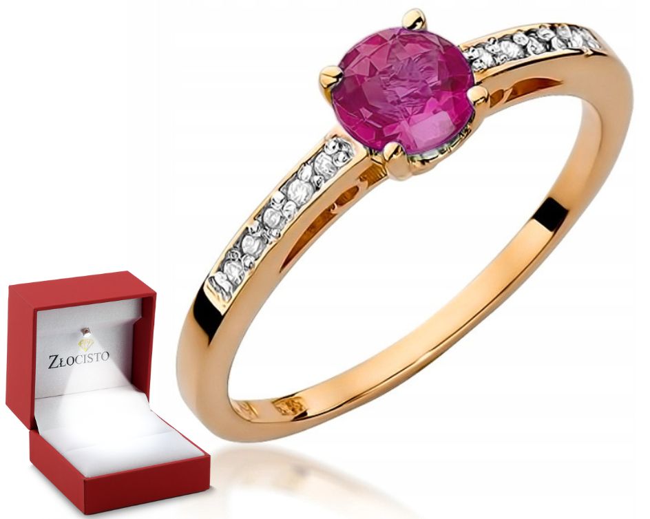 Zlatý Prstýnek Z Rubín Z růžového zlata