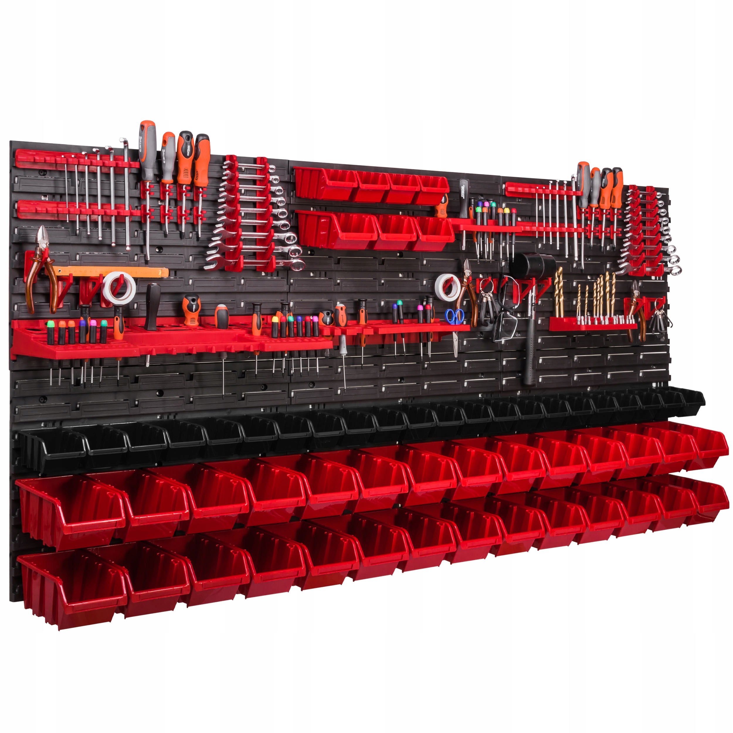 Tabule na nářadí 172 x 78 cm dílenská stěna 57 kyvety garáž klíče