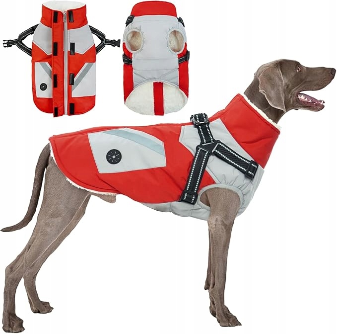 Levně Pumyporeity Oblečení bunda pro Psa voděodolná, nastavitelná Červená *XXL