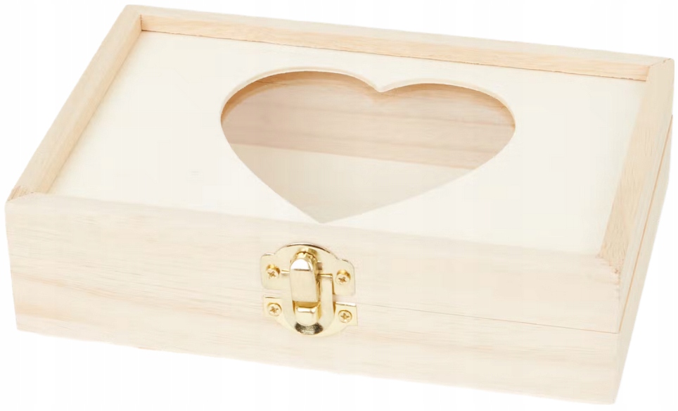 SKRZYNKA PUDEŁKO KUFER SZKATUŁKA DREWNIANE DECOUPAGE SERCE