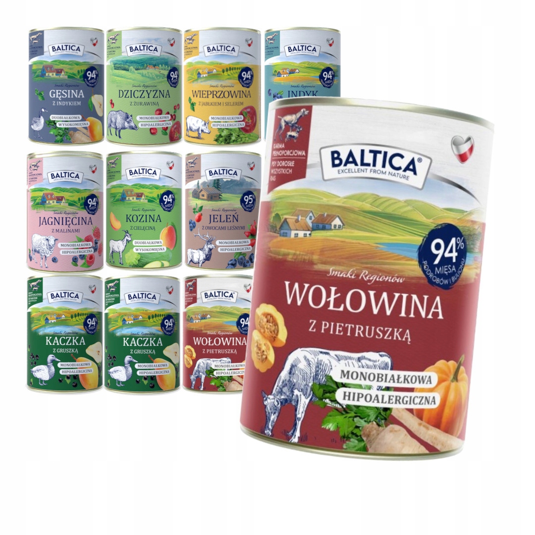 Levně Baltica Mix Chutí 12x400g bezobilné hypoalergenní Vlhké Krmivo krmivo pro psy