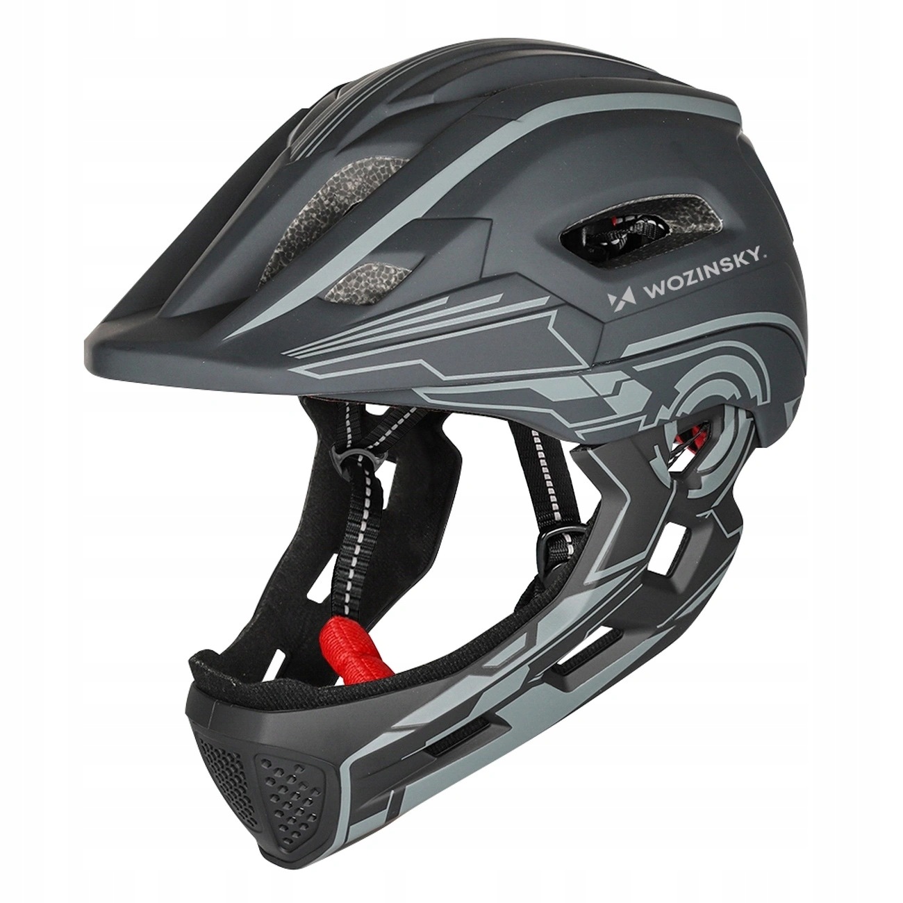 Kask rowerowy fullface dziecięcy Wozinsky z tylną lampką Usb 52-56 cm sza